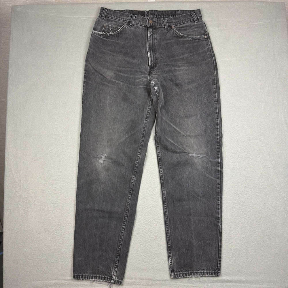 VTG 90s Levi's 634 Orange Tab Jeans 36x34 Canada Straight Black Distressed Denim